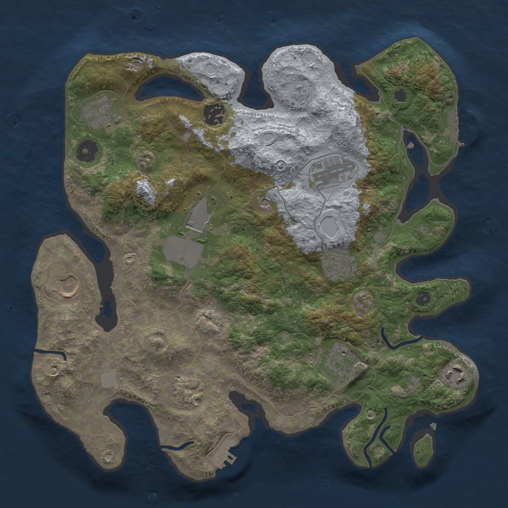 Rust Map: Procedural Map, Size: 3500, Seed: 84202283, 18 Monuments