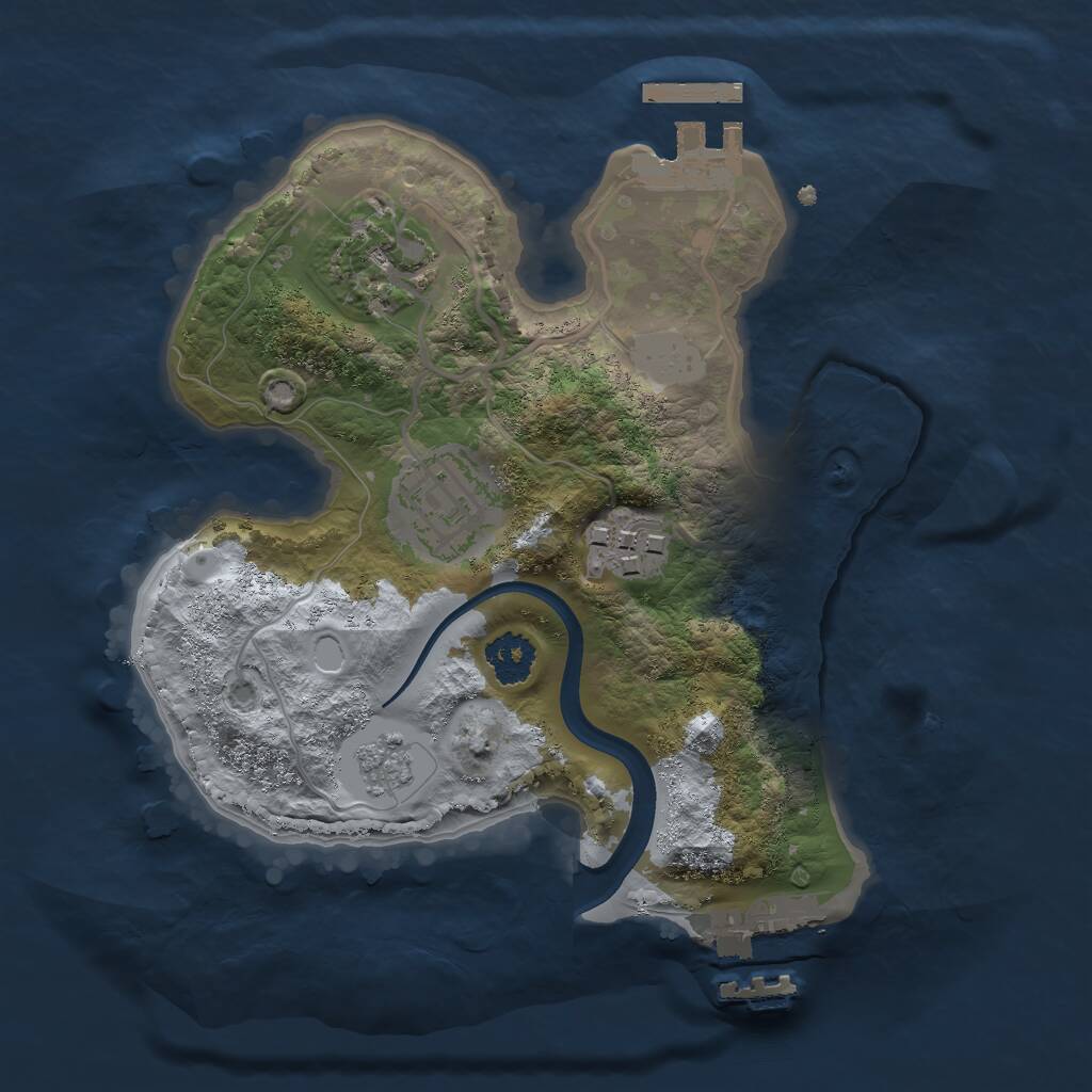 Rust Map: Procedural Map, Size: 2200, Seed: 2035854640, 7 Monuments
