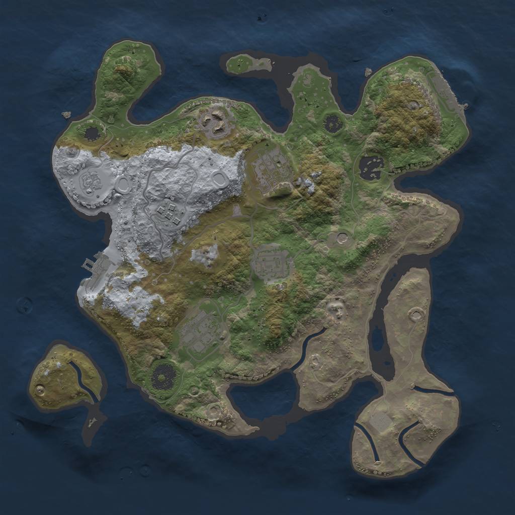 Rust Map: Procedural Map, Size: 3000, Seed: 119863581, 15 Monuments