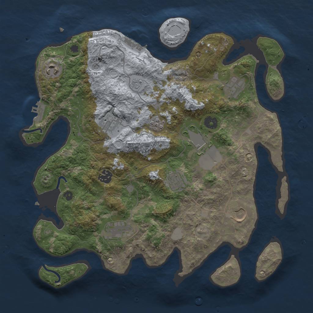 Rust Map: Procedural Map, Size: 3500, Seed: 14335807, 18 Monuments