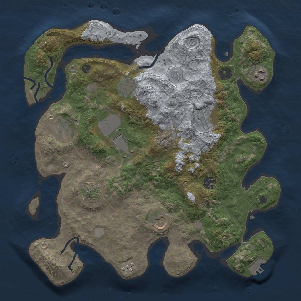 Rust Map: Procedural Map, Size: 3500, Seed: 9825677, 17 Monuments