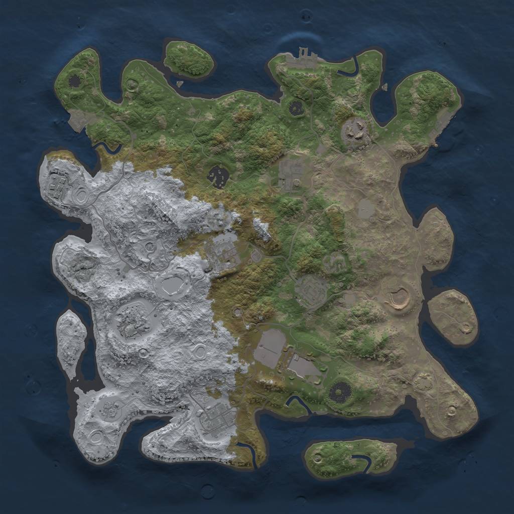 Rust Map: Procedural Map, Size: 3600, Seed: 762311, 18 Monuments