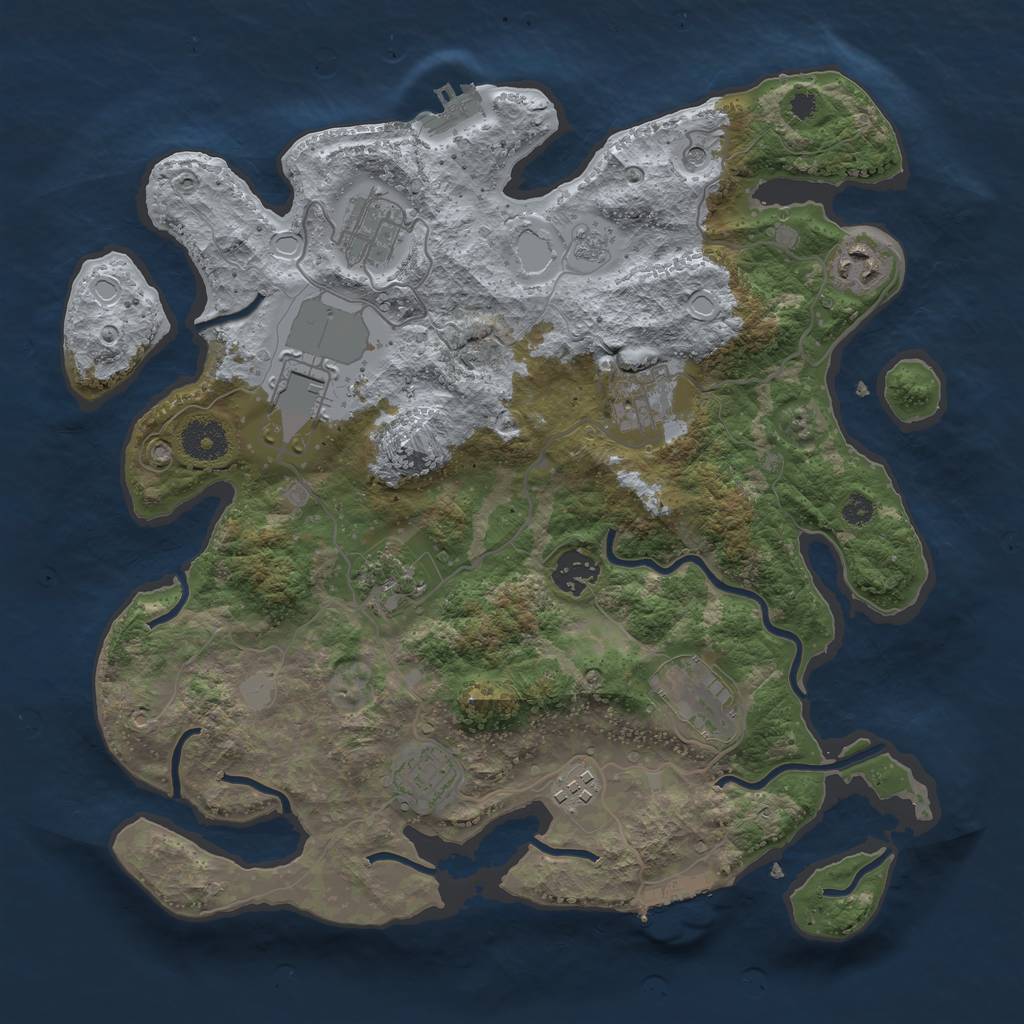 Rust Map: Procedural Map, Size: 3500, Seed: 92621167, 18 Monuments