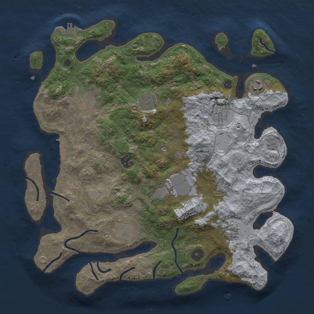 Rust Map: Procedural Map, Size: 3800, Seed: 877917, 18 Monuments