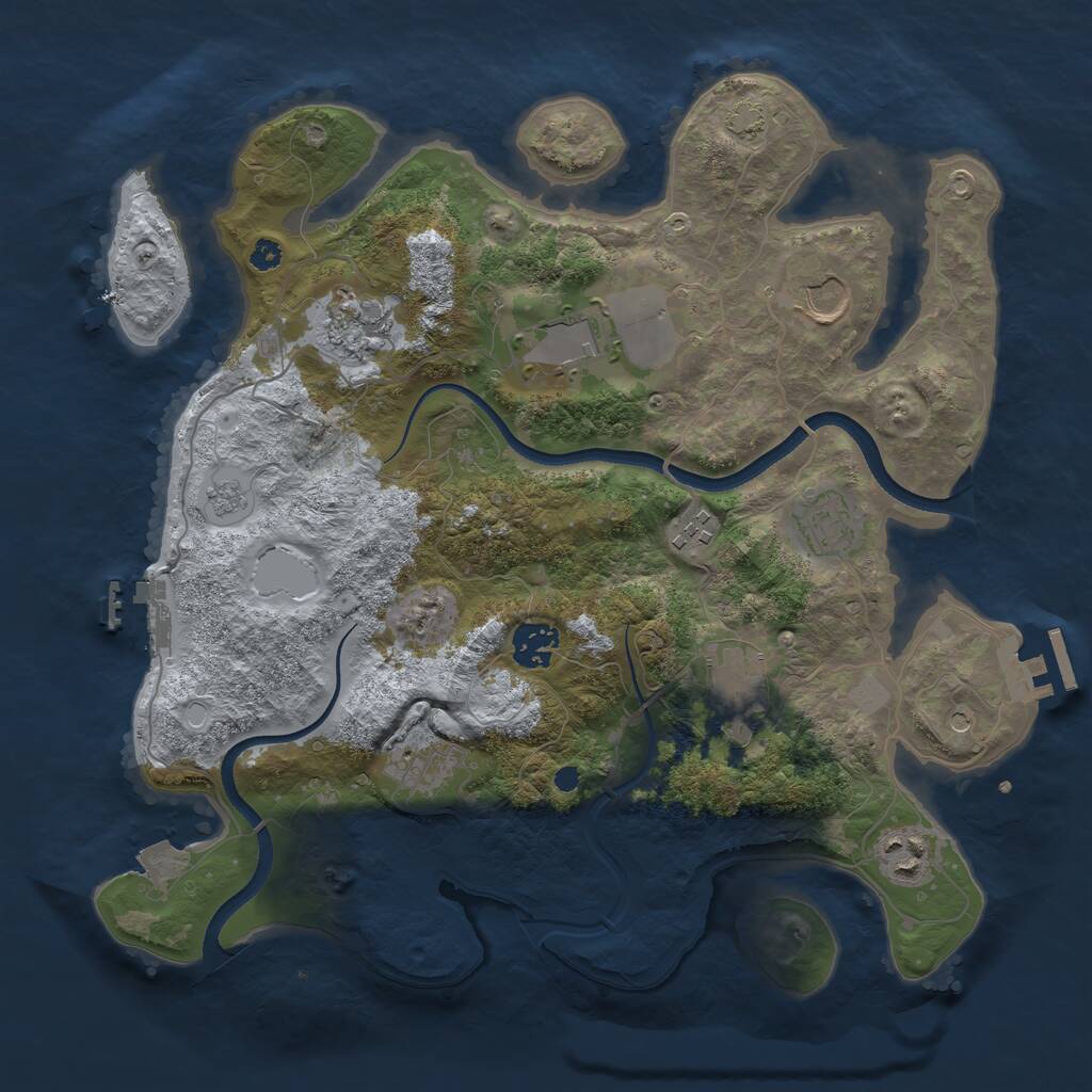Rust Map: Procedural Map, Size: 3500, Seed: 44012946, 15 Monuments