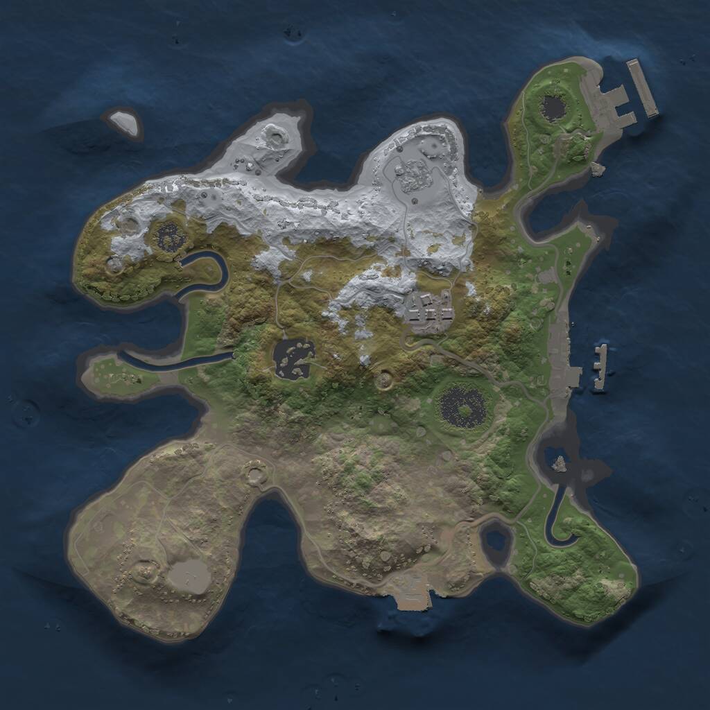 Rust Map: Procedural Map, Size: 2400, Seed: 986551, 6 Monuments
