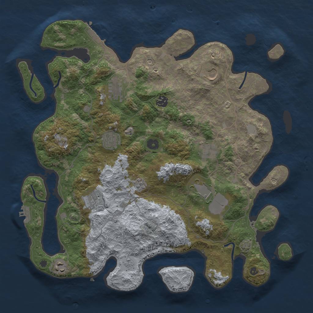 Rust Map: Procedural Map, Size: 4000, Seed: 51220, 17 Monuments