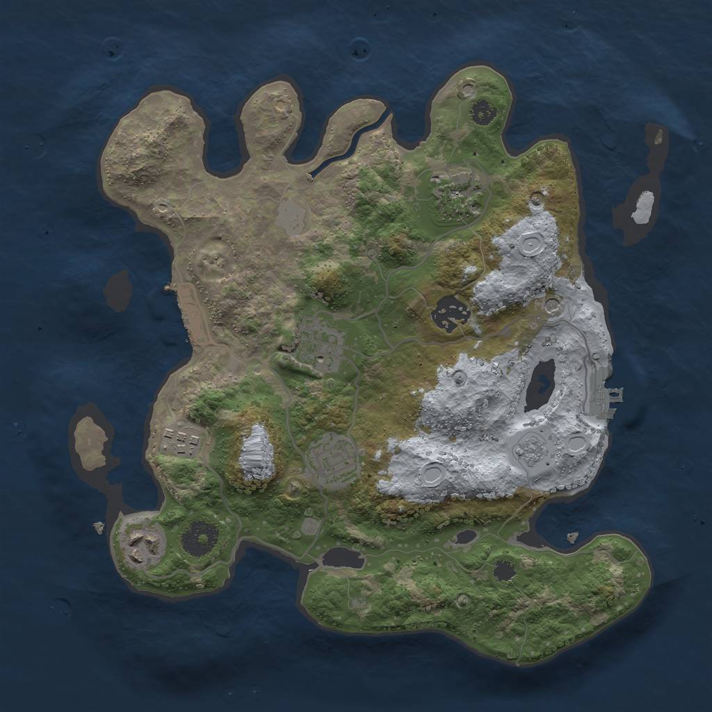 Rust Map: Procedural Map, Size: 3000, Seed: 33971, 13 Monuments