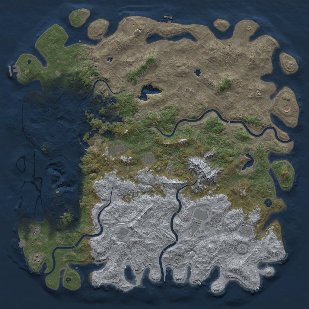 Rust Map: Procedural Map, Size: 6000, Seed: 985124, 17 Monuments
