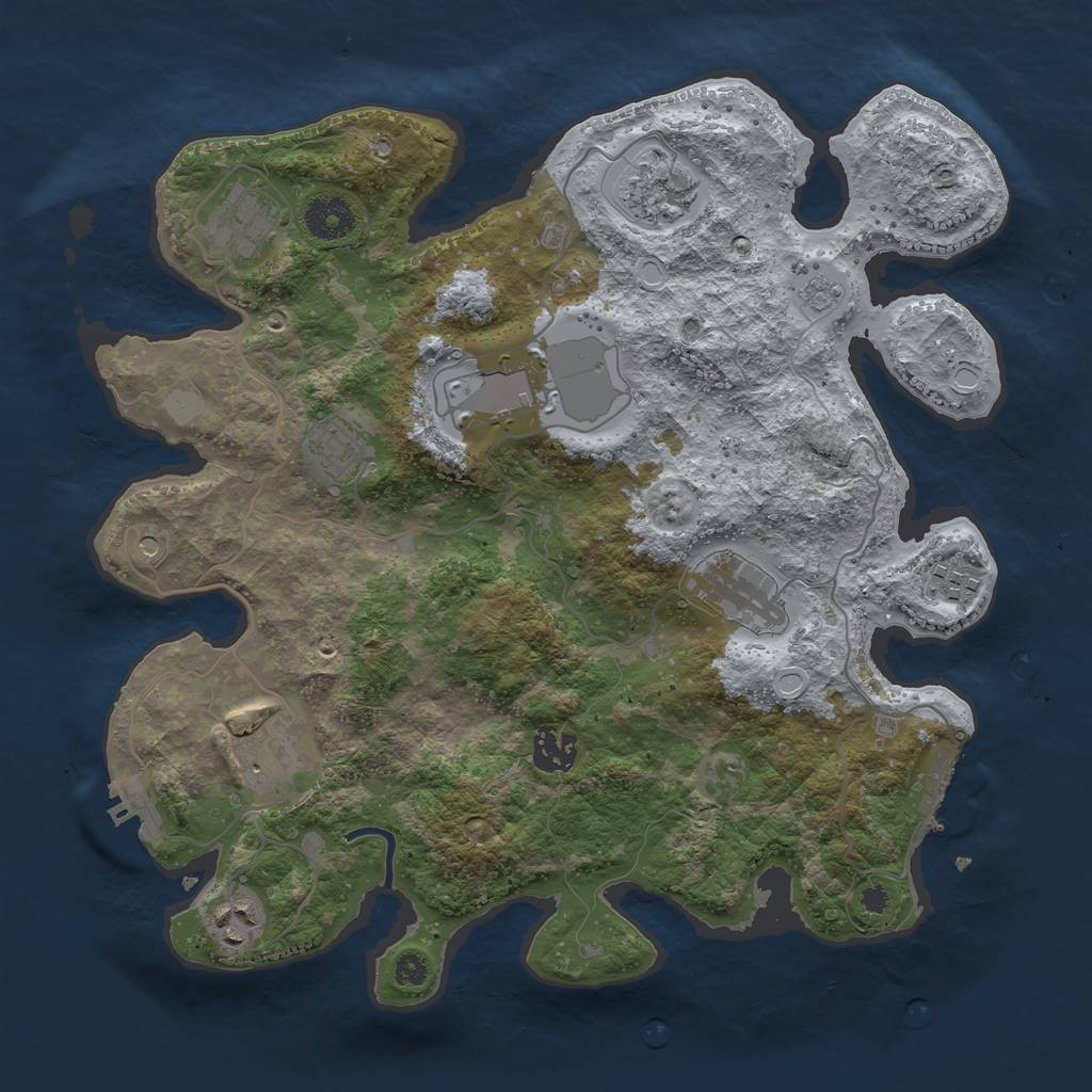 Rust Map: Procedural Map, Size: 3500, Seed: 49094235, 16 Monuments