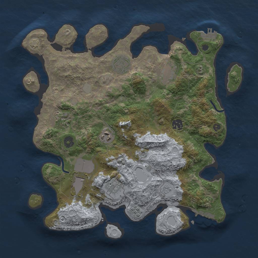 Rust Map: Procedural Map, Size: 3500, Seed: 1029836, 16 Monuments