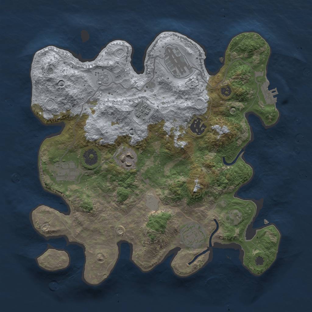 Rust Map: Procedural Map, Size: 3000, Seed: 1340171907, 13 Monuments