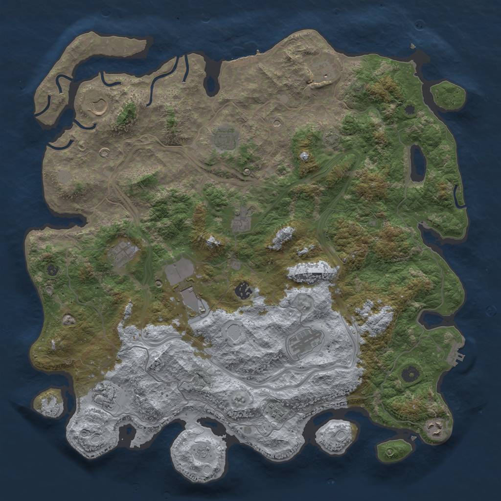 Rust Map: Procedural Map, Size: 4500, Seed: 1057949248, 19 Monuments