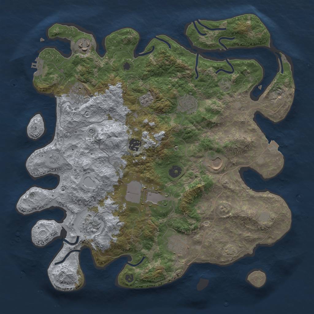 Rust Map: Procedural Map, Size: 3800, Seed: 964007, 16 Monuments