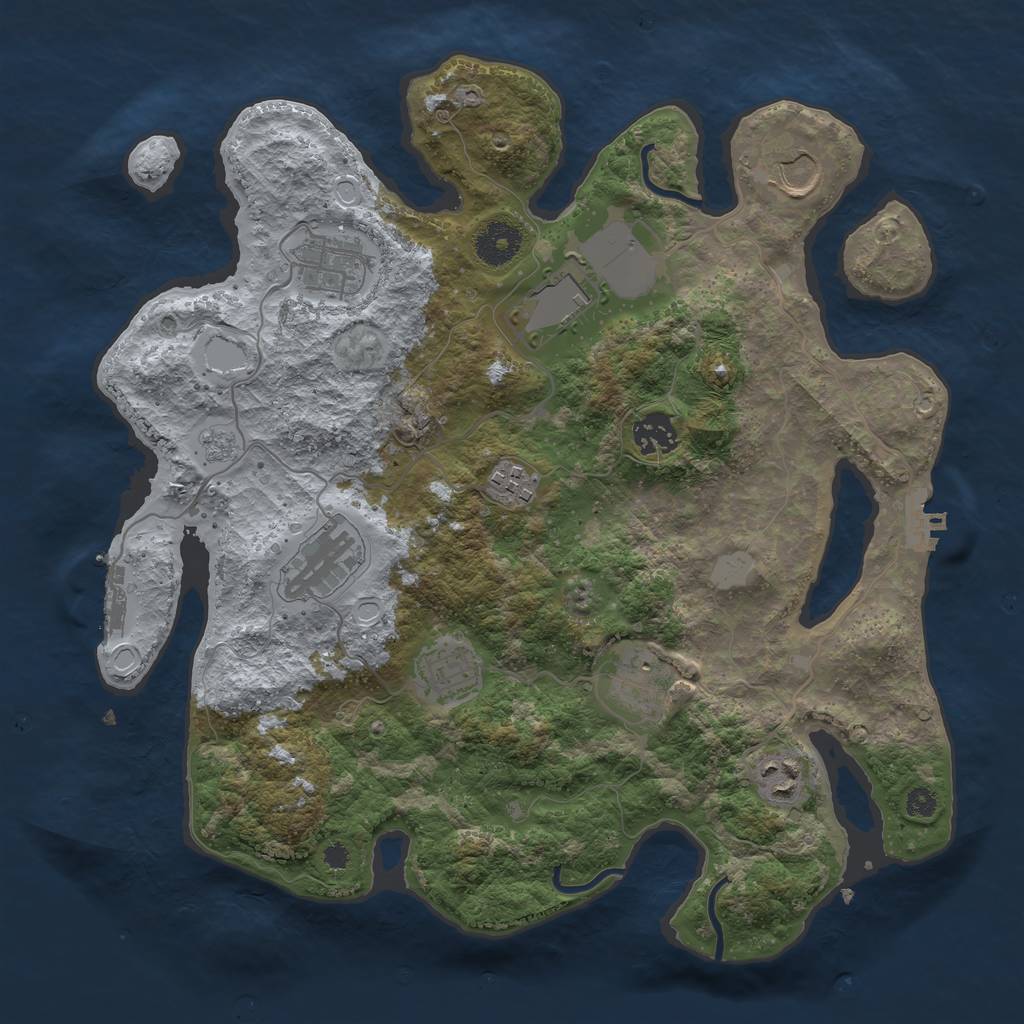Rust Map: Procedural Map, Size: 3500, Seed: 420947361, 17 Monuments