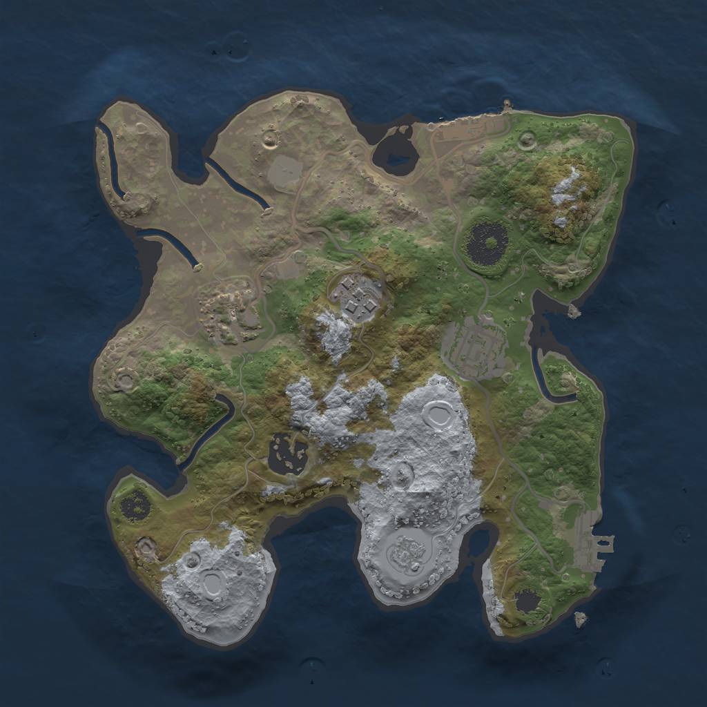 Rust Map: Procedural Map, Size: 2500, Seed: 9444984, 12 Monuments
