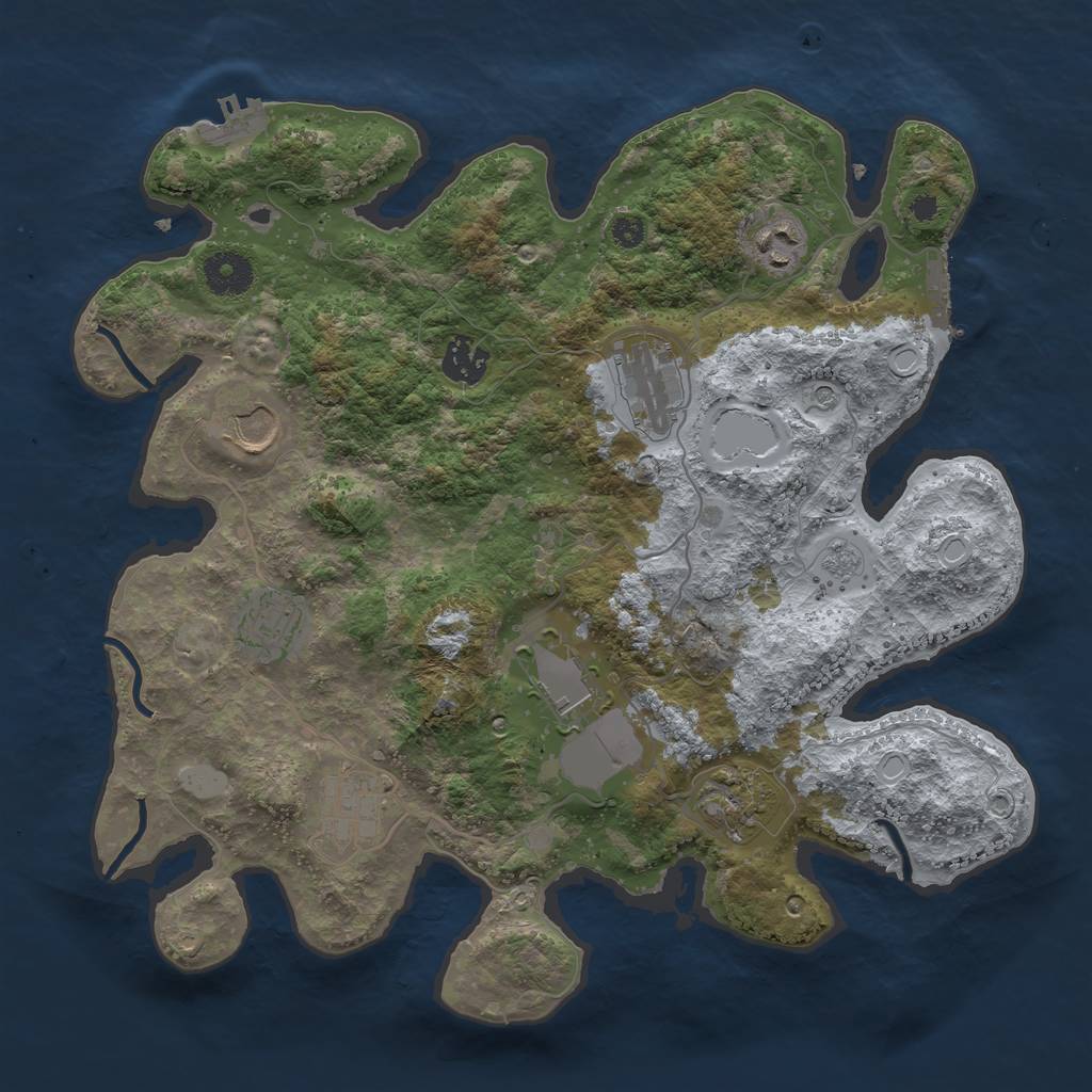 Rust Map: Procedural Map, Size: 3500, Seed: 90505779, 17 Monuments
