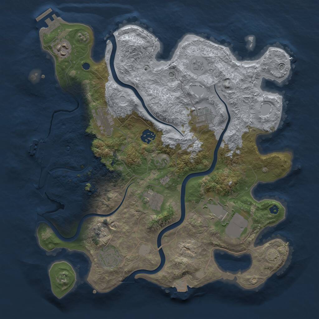 Rust Map: Procedural Map, Size: 3500, Seed: 27110264, 14 Monuments