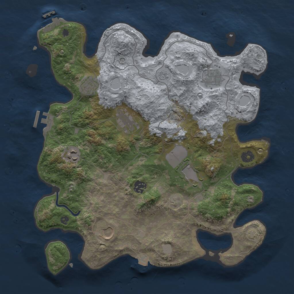 Rust Map: Procedural Map, Size: 3500, Seed: 27110264, 13 Monuments