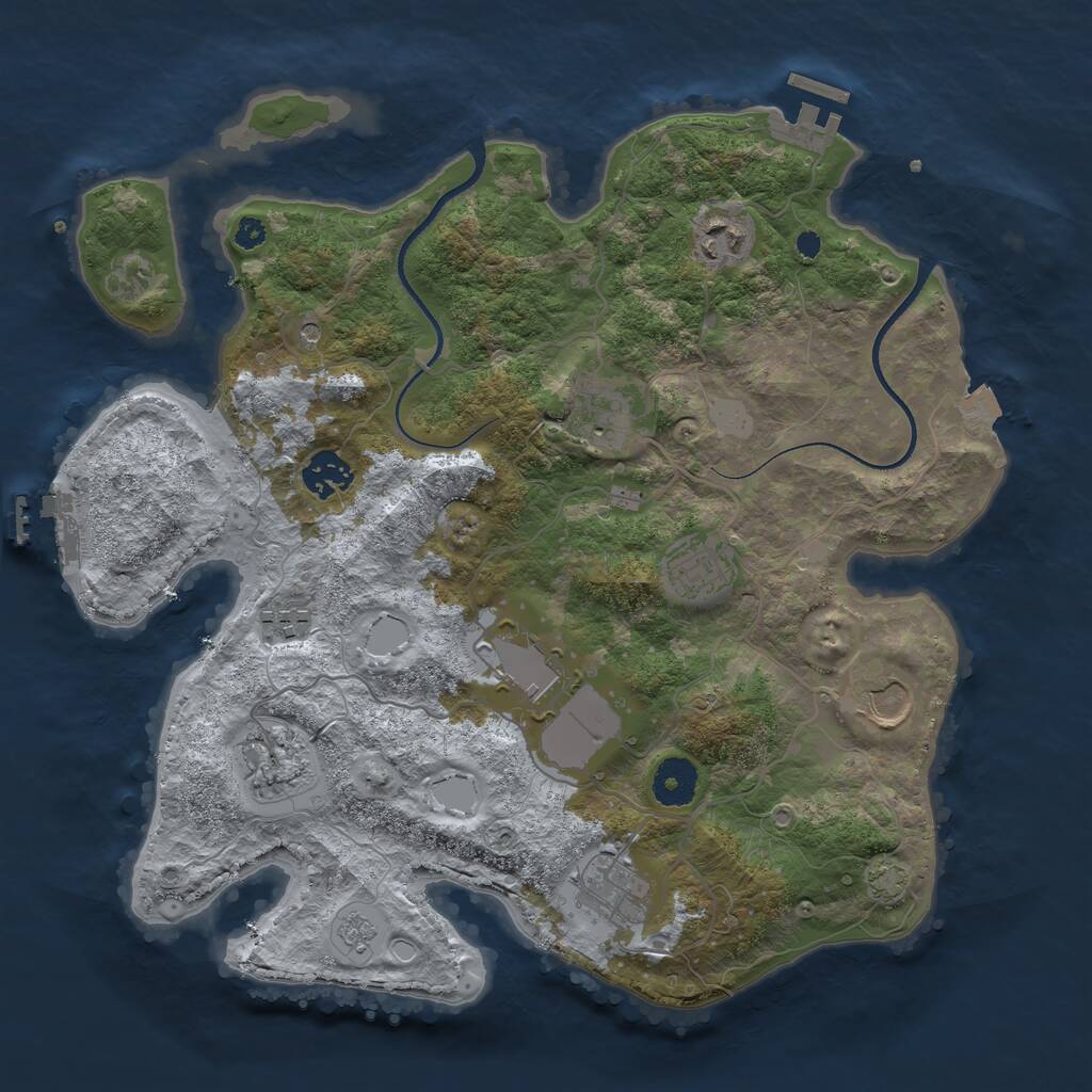 Rust Map: Procedural Map, Size: 3500, Seed: 331438367, 15 Monuments