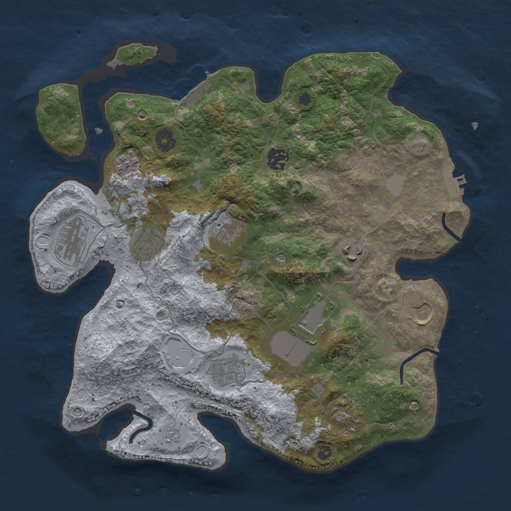 Rust Map: Procedural Map, Size: 3500, Seed: 331438367, 19 Monuments