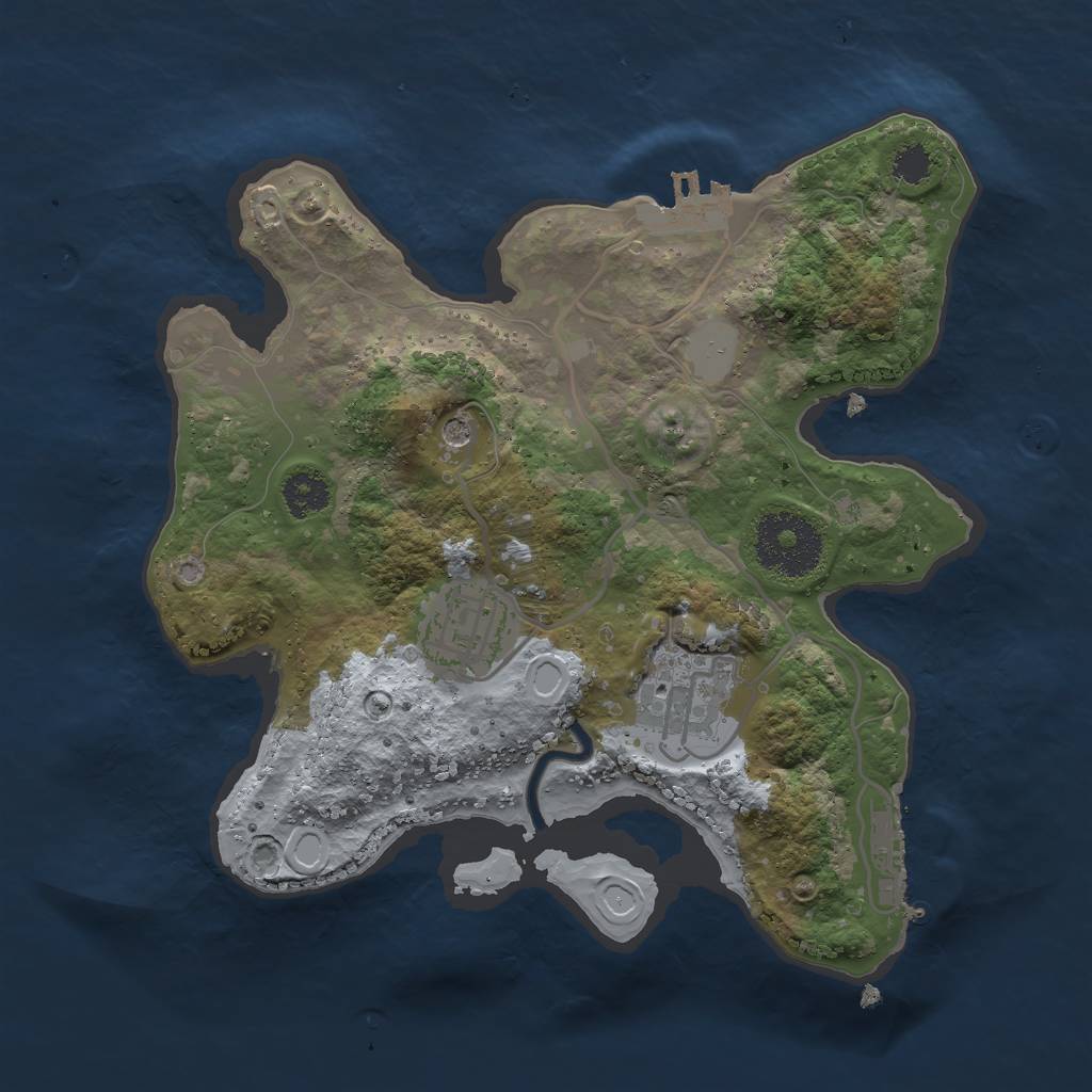 Rust Map: Procedural Map, Size: 2500, Seed: 518933981, 10 Monuments