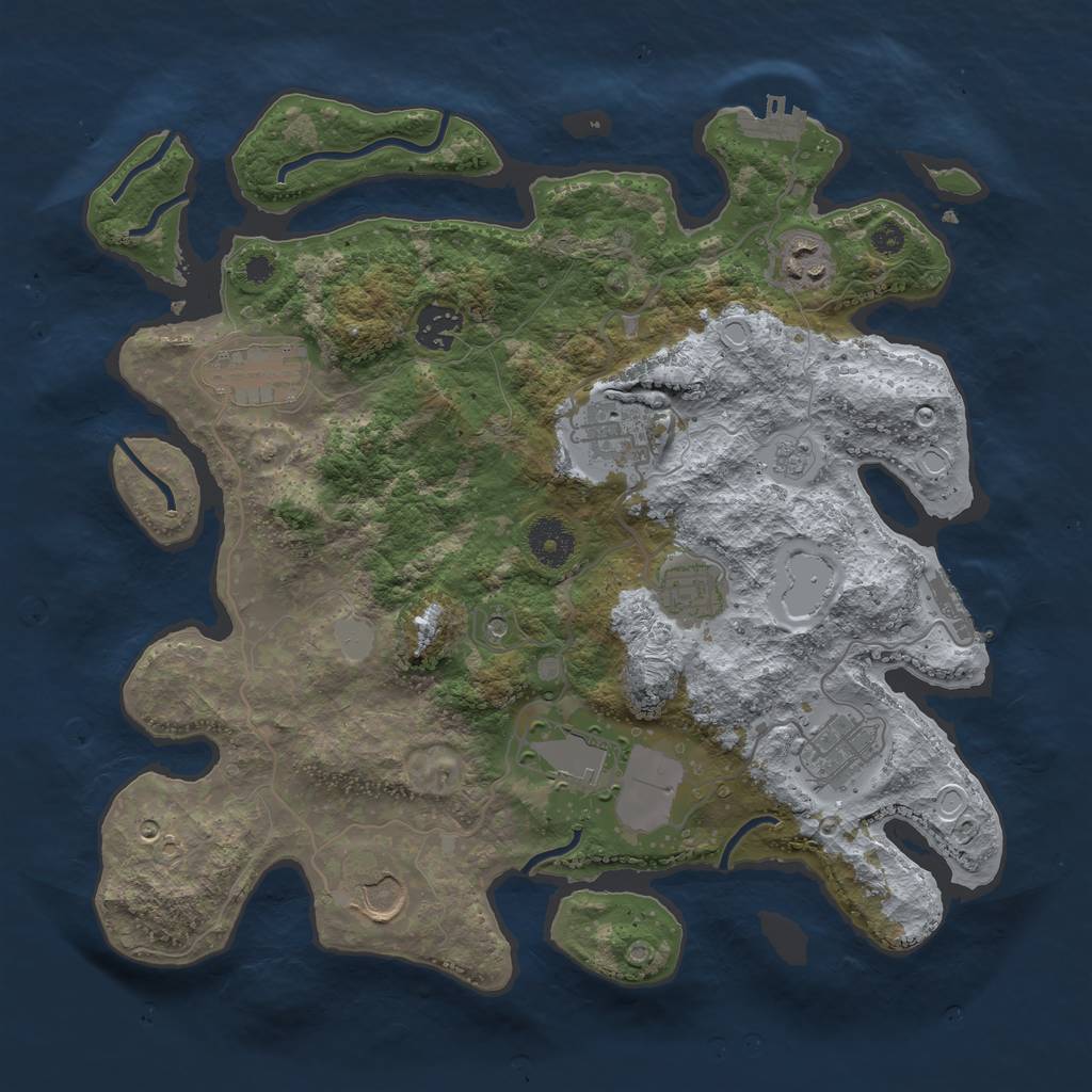 Rust Map: Procedural Map, Size: 3500, Seed: 30410399, 17 Monuments