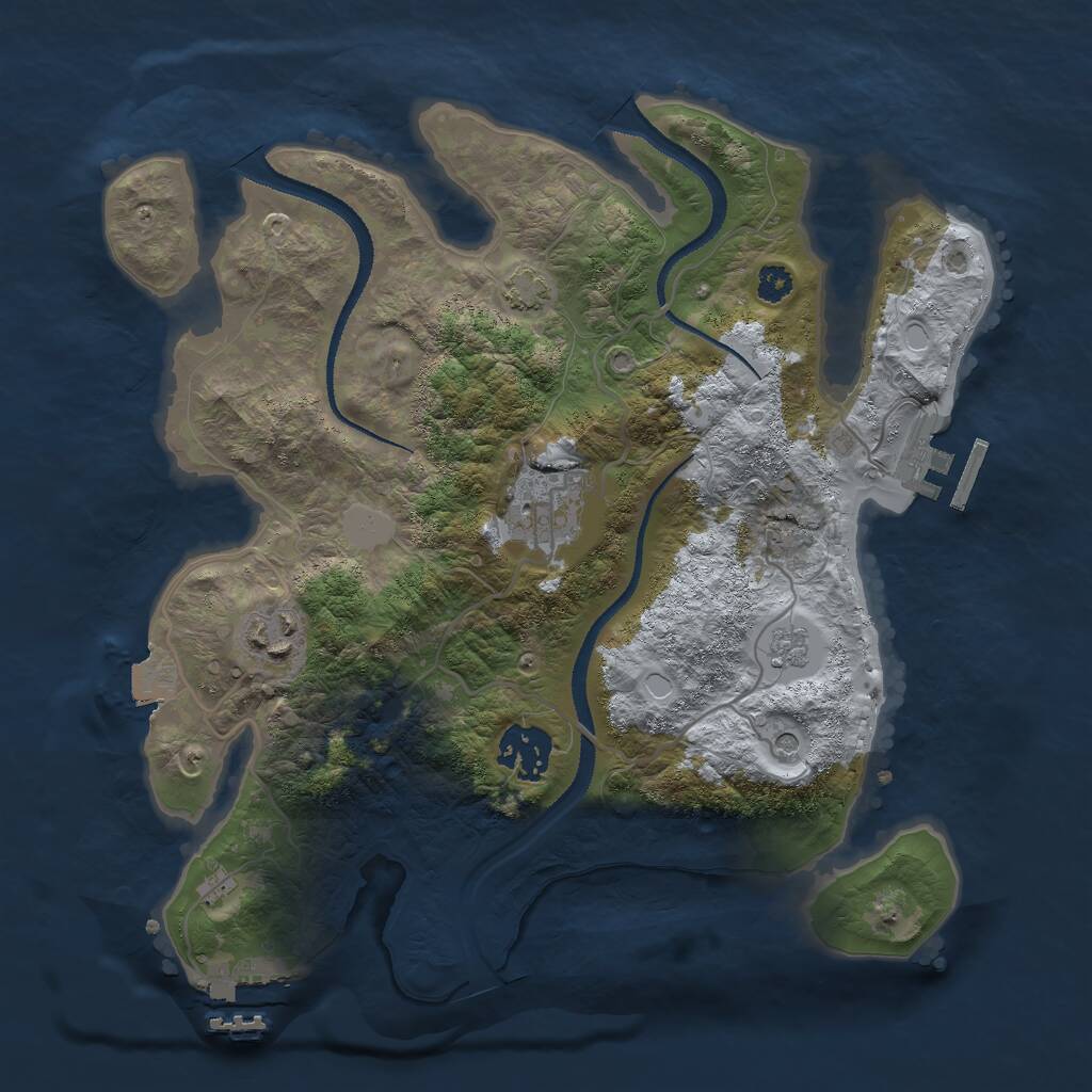 Rust Map: Procedural Map, Size: 3000, Seed: 13162, 9 Monuments