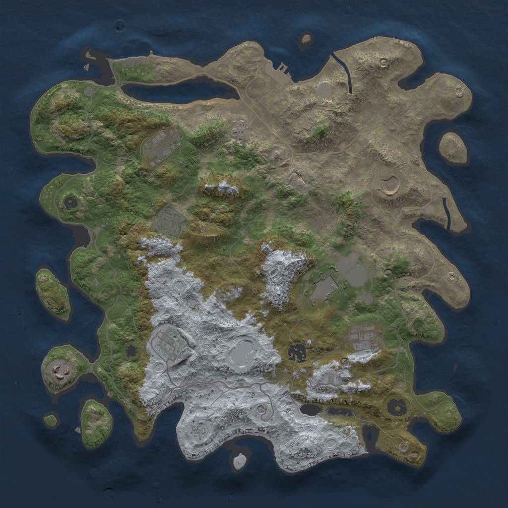 Rust Map: Procedural Map, Size: 4000, Seed: 610202668, 18 Monuments