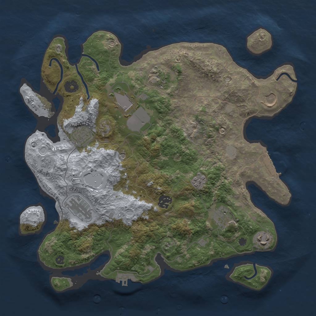 Rust Map: Procedural Map, Size: 3500, Seed: 97229095, 16 Monuments