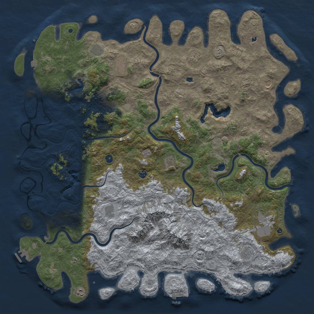 Rust Map: Procedural Map, Size: 6000, Seed: 1955718680, 17 Monuments
