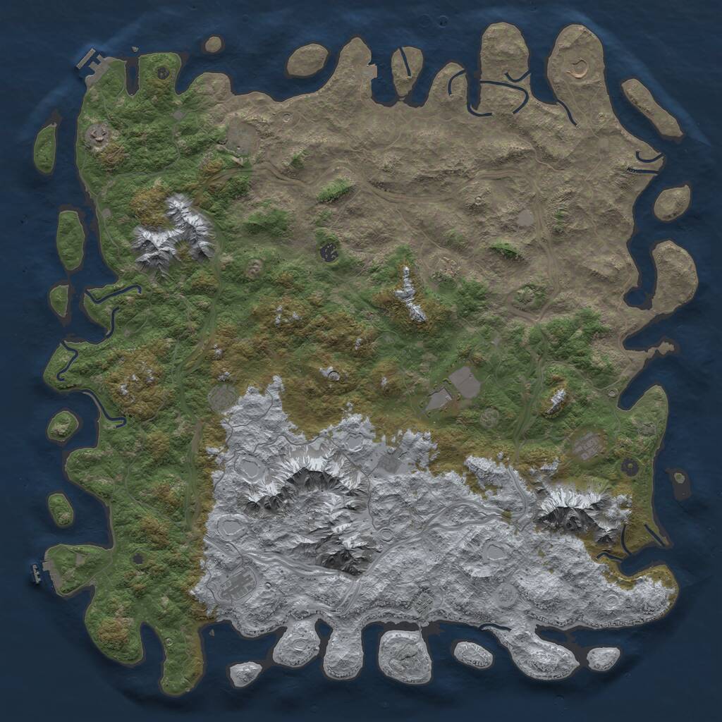 Rust Map: Procedural Map, Size: 6000, Seed: 1955718680, 17 Monuments