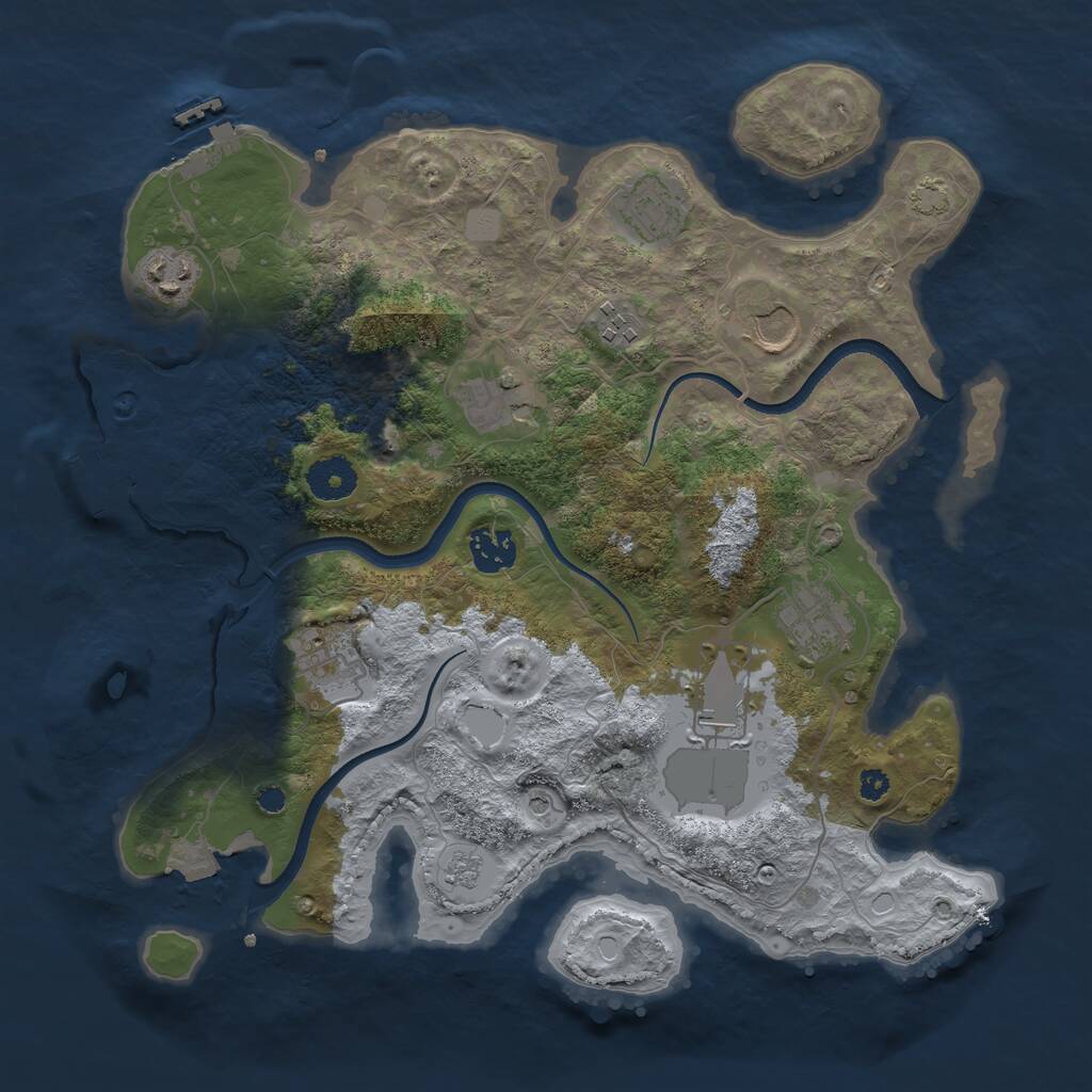 Rust Map: Procedural Map, Size: 3500, Seed: 74016954, 15 Monuments