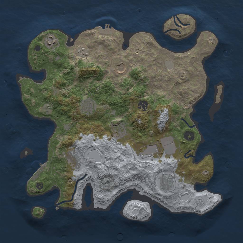 Rust Map: Procedural Map, Size: 3500, Seed: 74016954, 15 Monuments