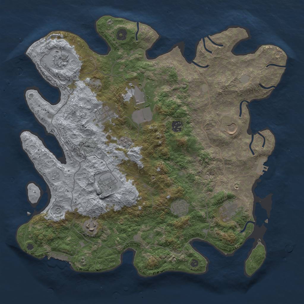 Rust Map: Procedural Map, Size: 4000, Seed: 1265505923, 19 Monuments