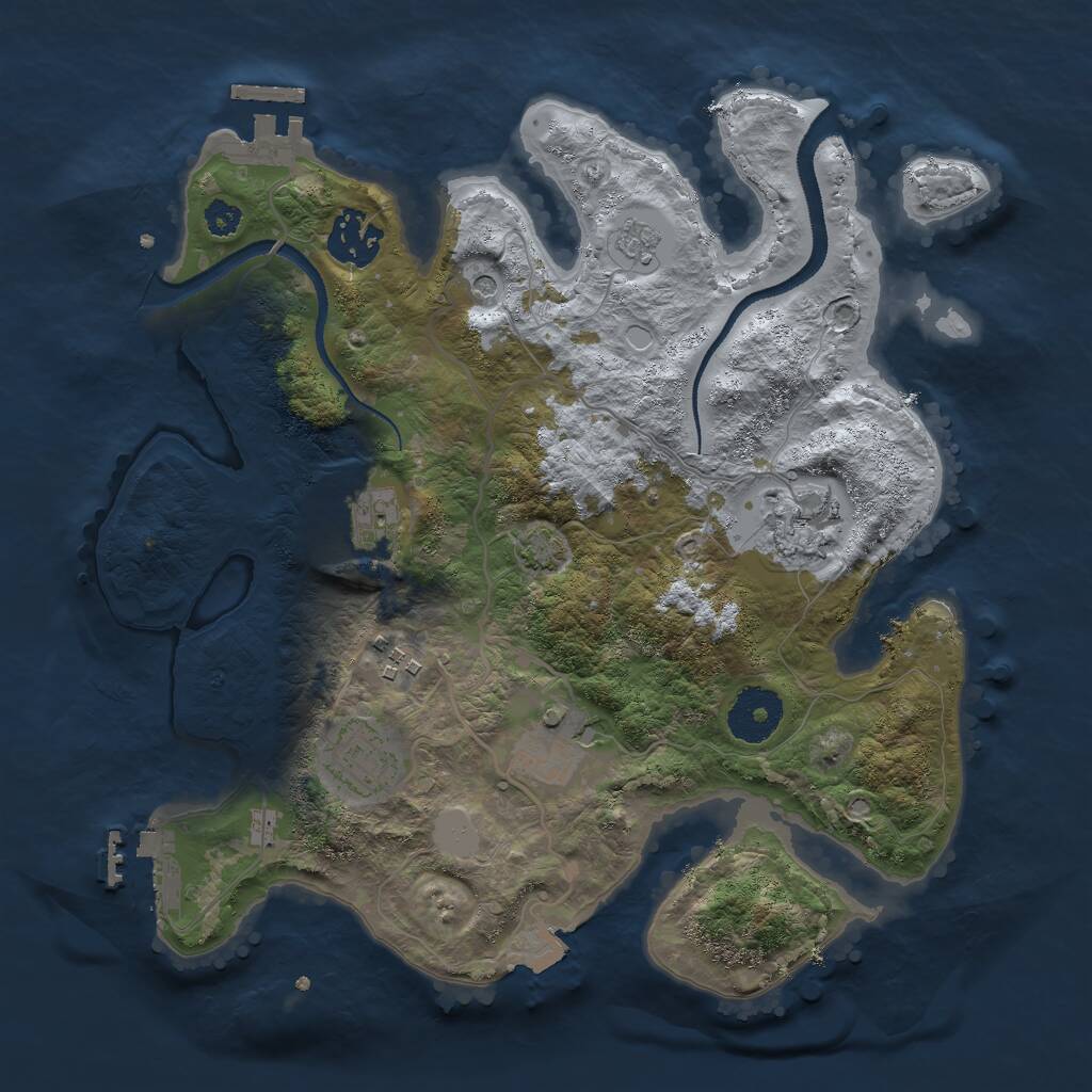Rust Map: Procedural Map, Size: 3000, Seed: 1039675544, 12 Monuments