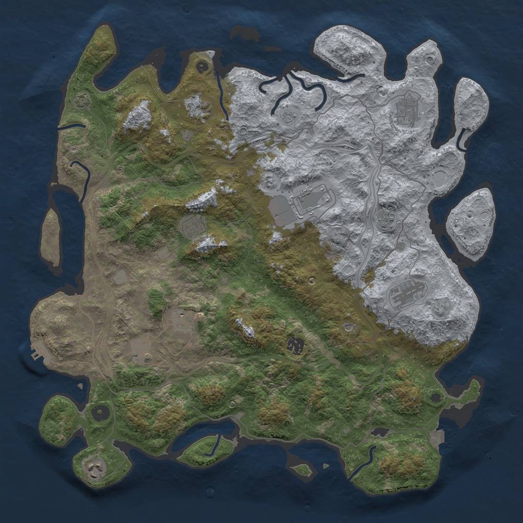 Rust Map: Procedural Map, Size: 4500, Seed: 1860122736, 17 Monuments