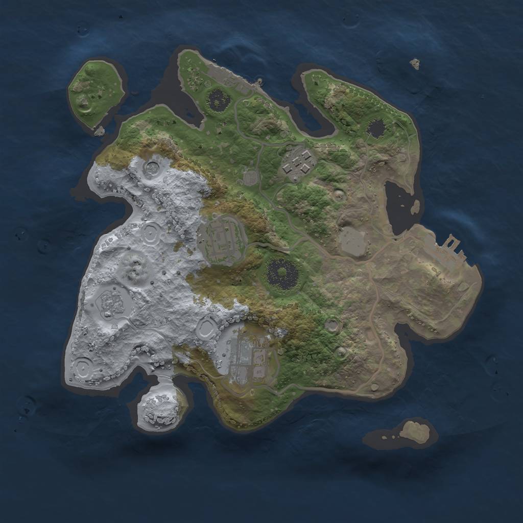 Rust Map: Procedural Map, Size: 2500, Seed: 10024, 10 Monuments