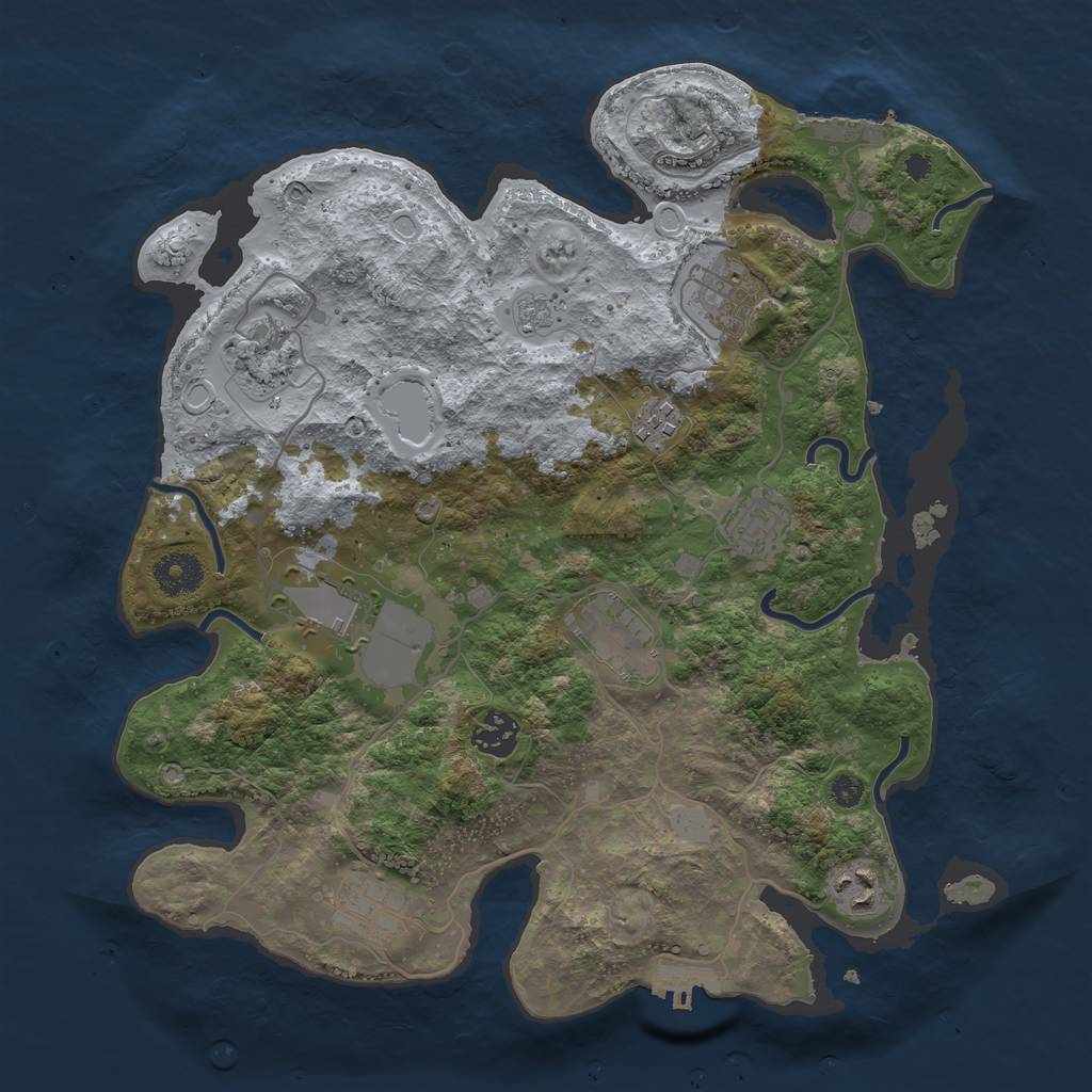 Rust Map: Procedural Map, Size: 3500, Seed: 9541752, 17 Monuments