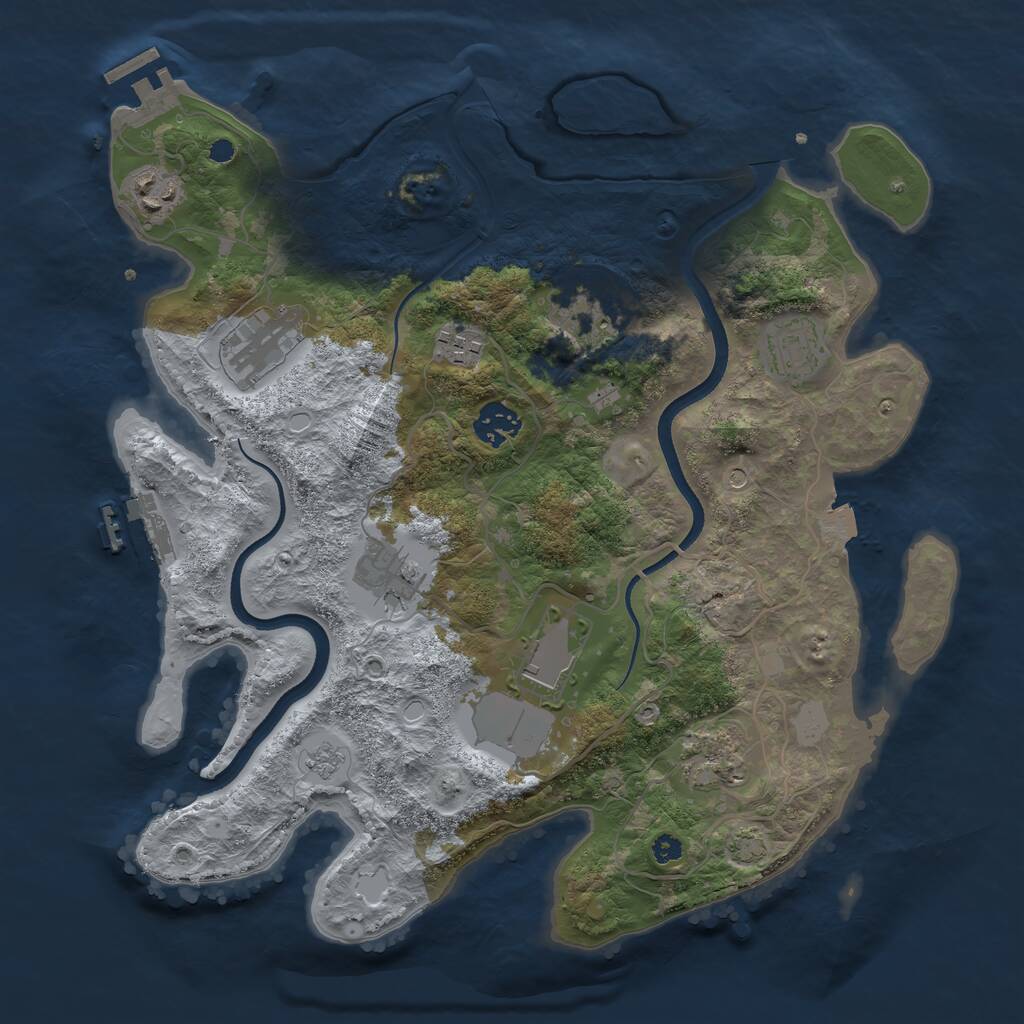 Rust Map: Procedural Map, Size: 3500, Seed: 76630474, 15 Monuments