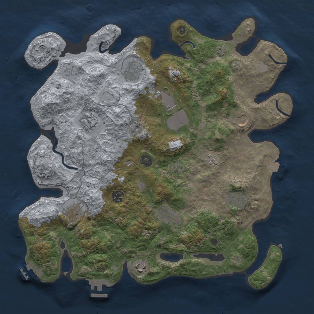 Rust Map: Procedural Map, Size: 3800, Seed: 700643, 16 Monuments