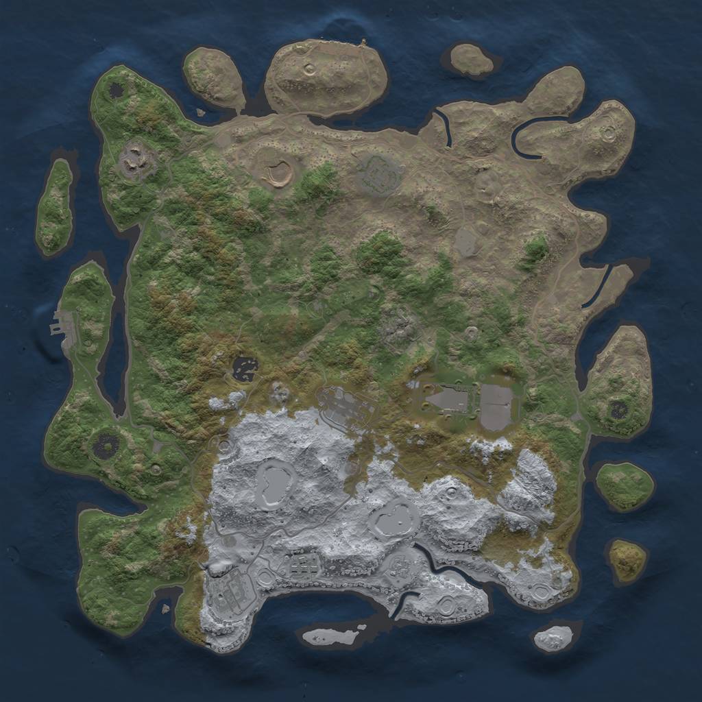 Rust Map: Procedural Map, Size: 4000, Seed: 10181299, 17 Monuments