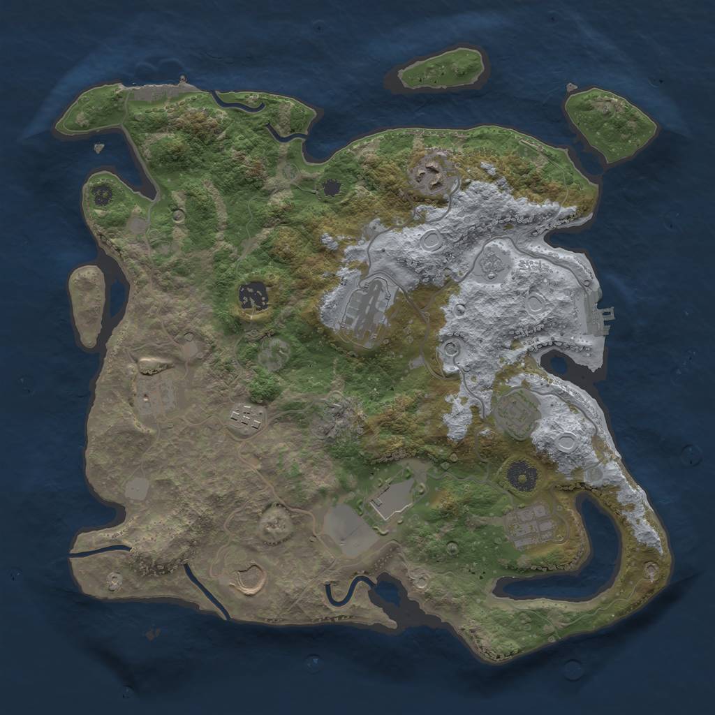 Rust Map: Procedural Map, Size: 3500, Seed: 17555, 18 Monuments