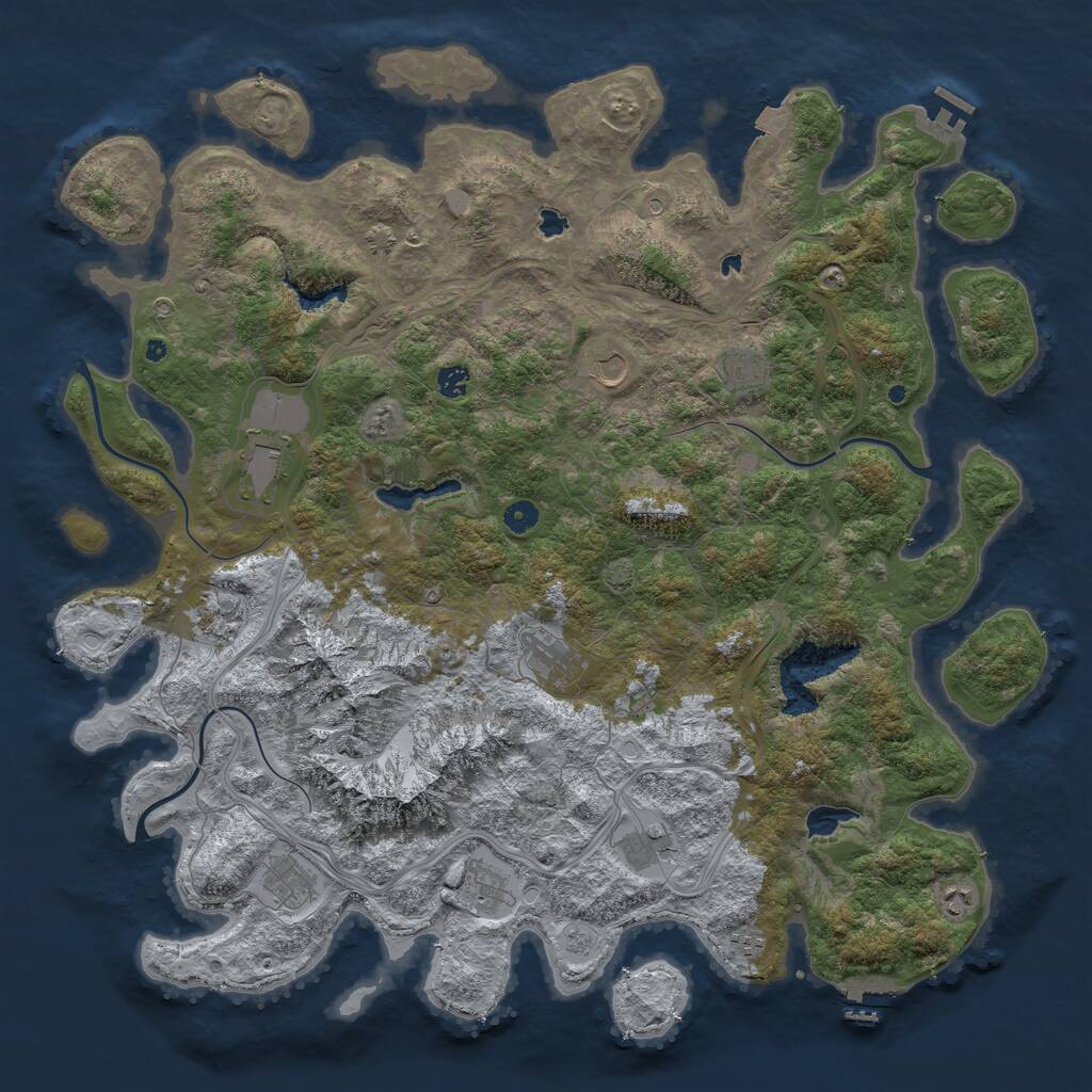 Rust Map: Procedural Map, Size: 5000, Seed: 2077962924, 17 Monuments