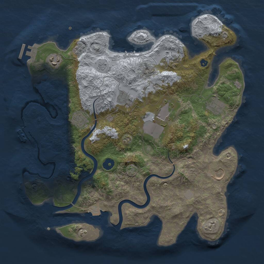 Rust Map: Procedural Map, Size: 3500, Seed: 74681241, 14 Monuments