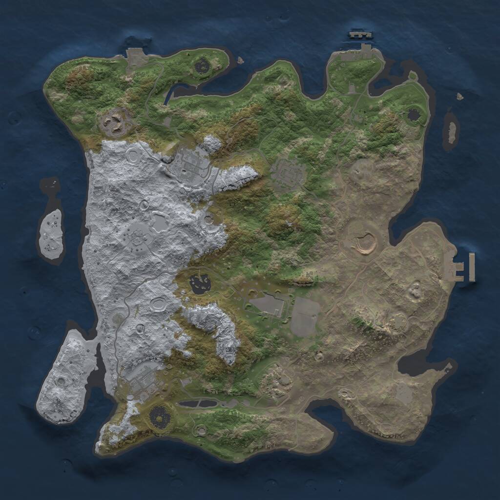 Rust Map: Procedural Map, Size: 3500, Seed: 97842845, 14 Monuments