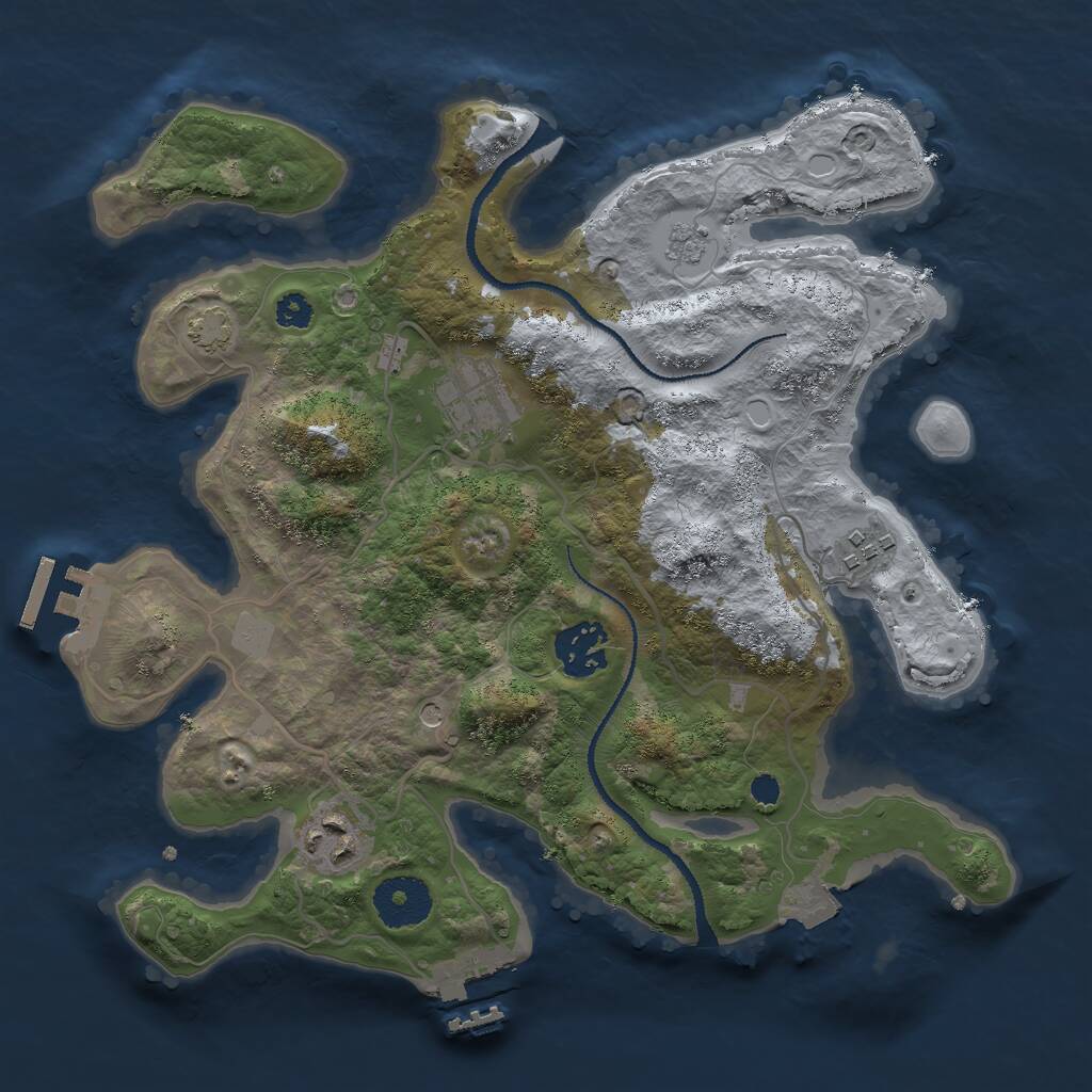 Rust Map: Procedural Map, Size: 3000, Seed: 64392, 10 Monuments