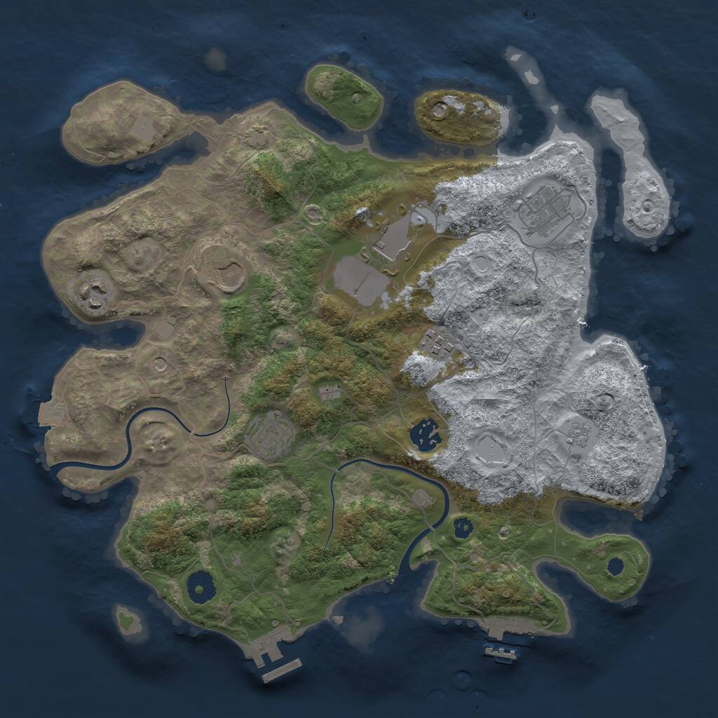 Rust Map: Procedural Map, Size: 3500, Seed: 7523024, 13 Monuments