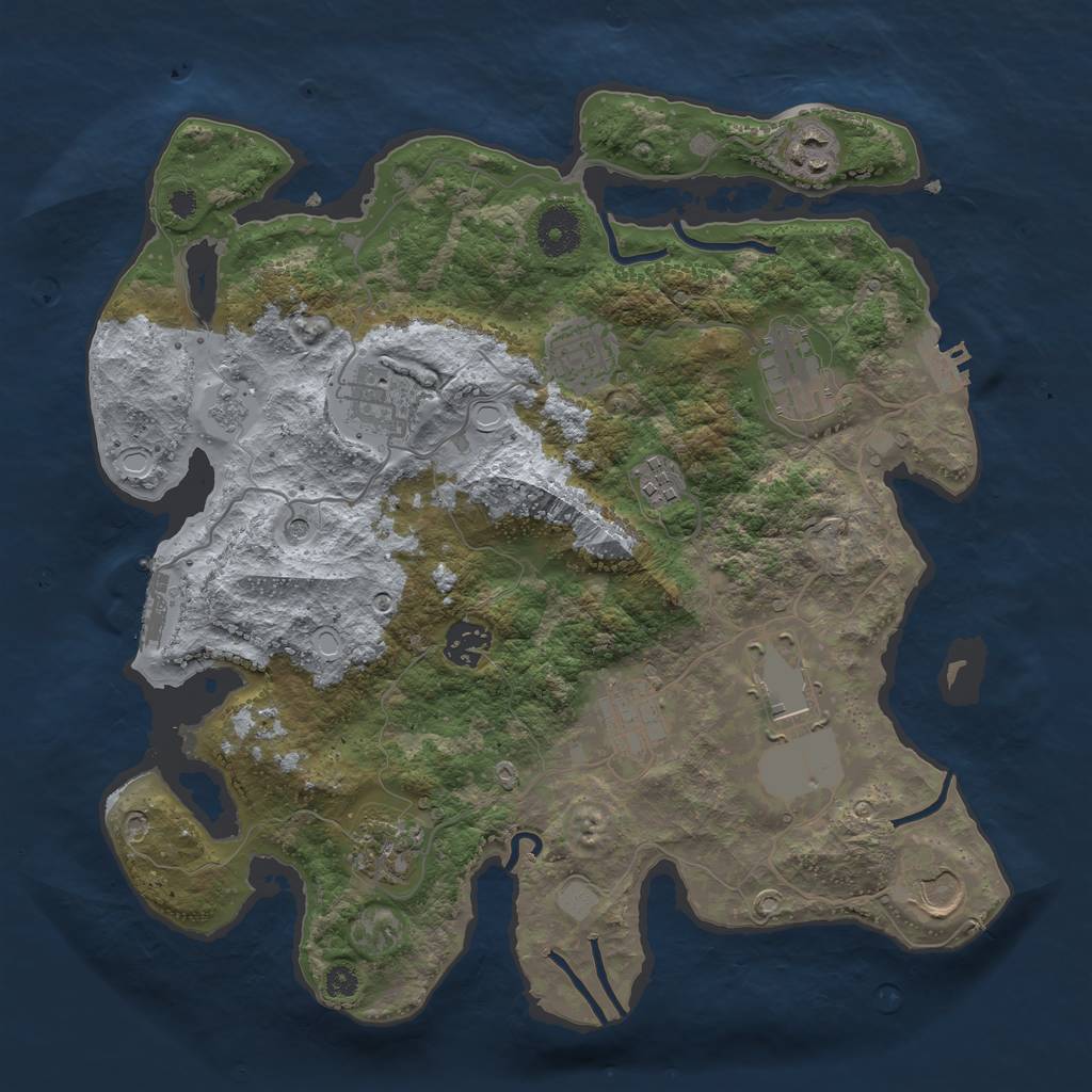 Rust Map: Procedural Map, Size: 3500, Seed: 1461090490, 19 Monuments