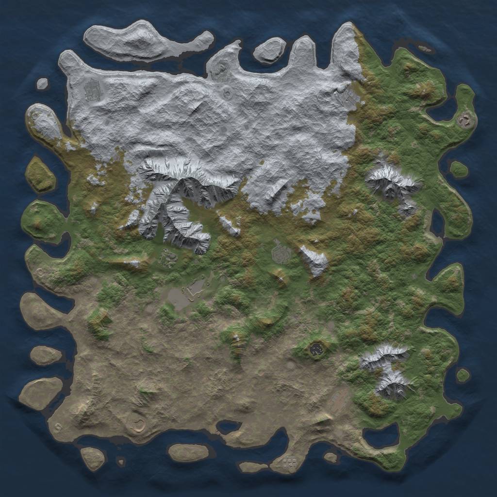 Rust Map: Barren, Size: 6000, Seed: 399292673, 13 Monuments